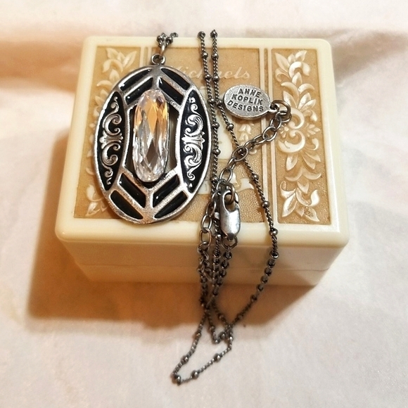 VTG Anne Koplik Designs Deco Style Crystal Necklace - Picture 1 of 5